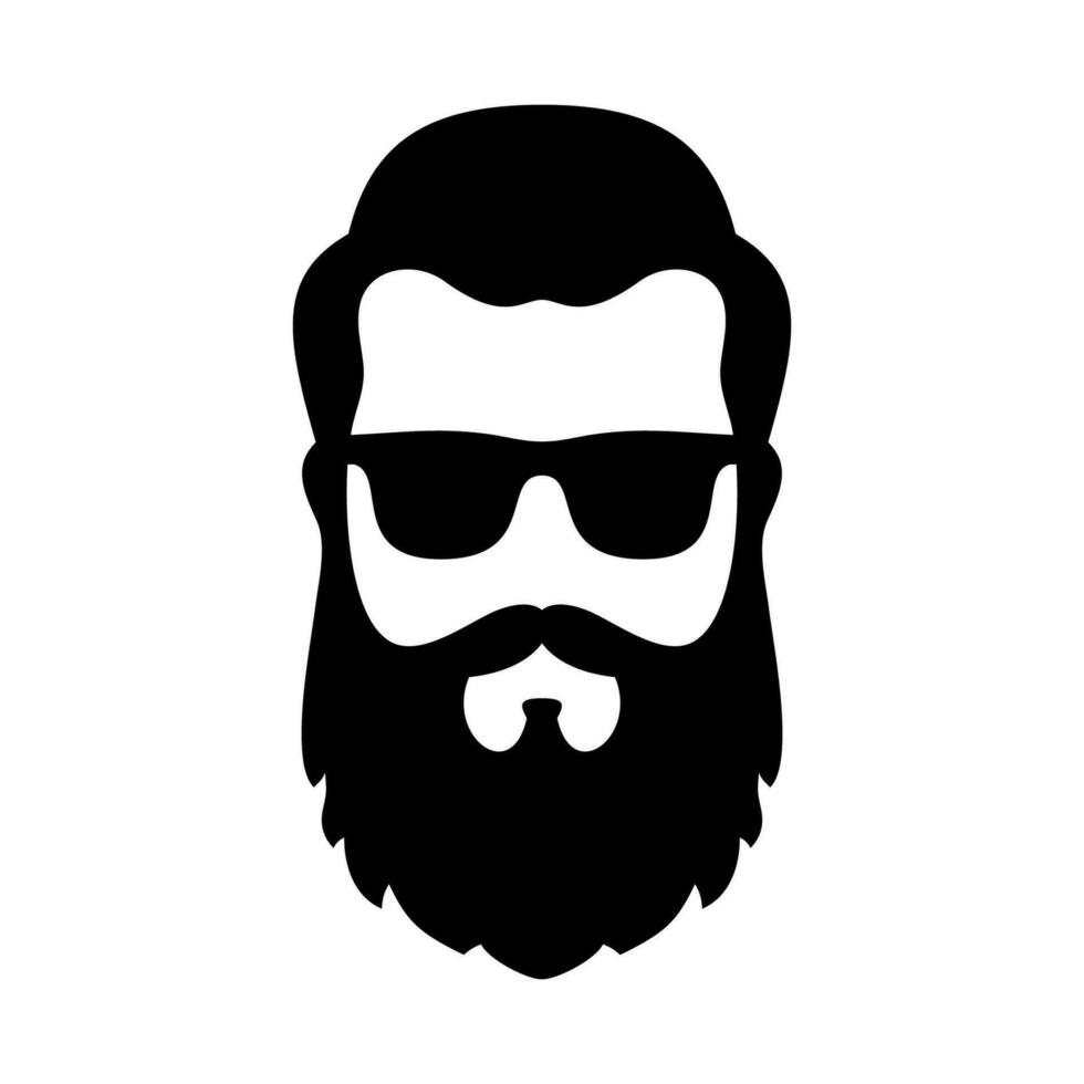 uppsättning skäggig hipster man ansikte med glasögon, frisyr, mustasch, skägg. trendig man avatar, silhuetter, huvud, emblem, ikon, märka. barberare affär vektor illustration