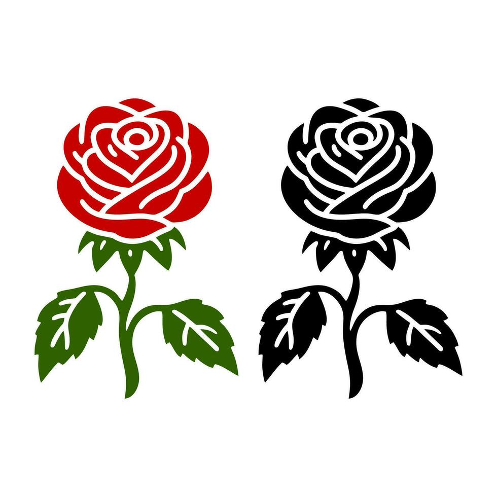 Rose Symbol. dekorativ Blume Silhouette isoliert auf Weiß Hintergrund. blühen Vektor Illustration