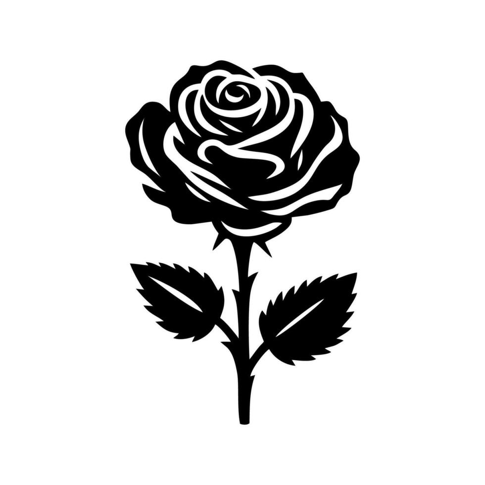 Rose Symbol. dekorativ Blume Silhouette isoliert auf Weiß Hintergrund. blühen Vektor Illustration