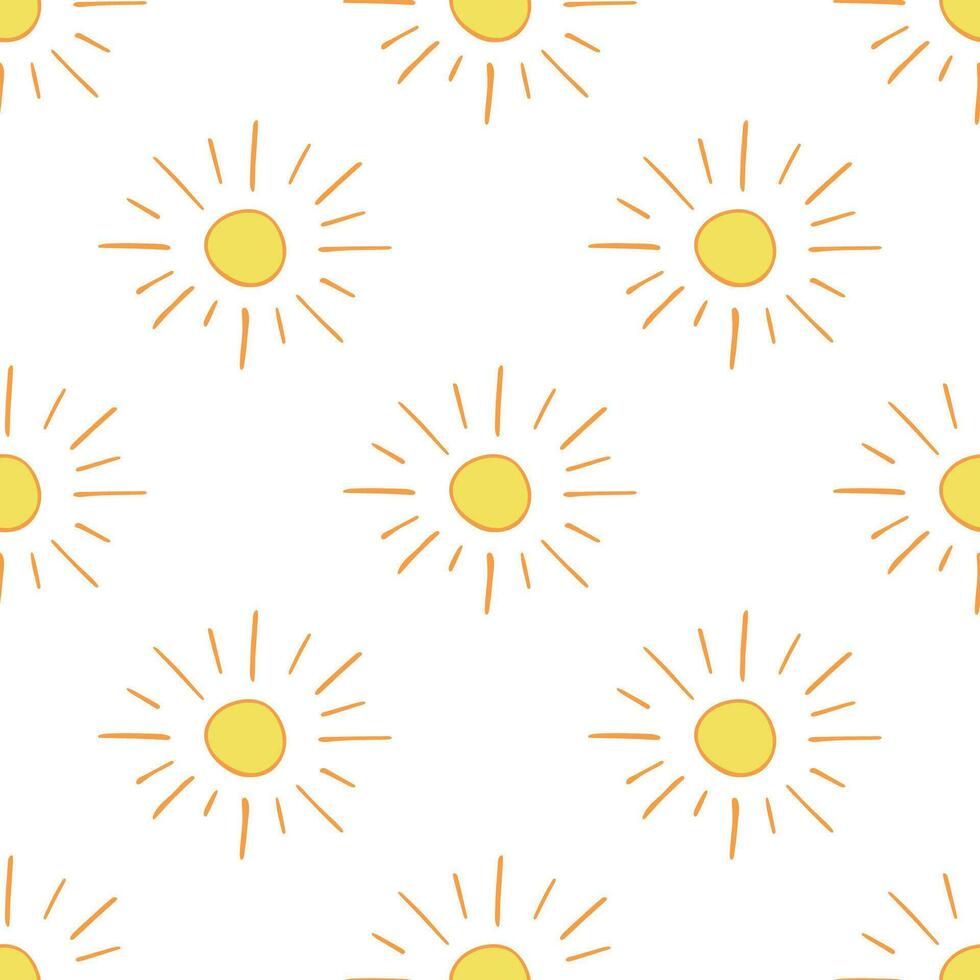 nahtlos Muster mit Sonne Gekritzel zum dekorativ drucken, Verpackung Papier, Gruß Karten, Hintergrund und Stoff vektor