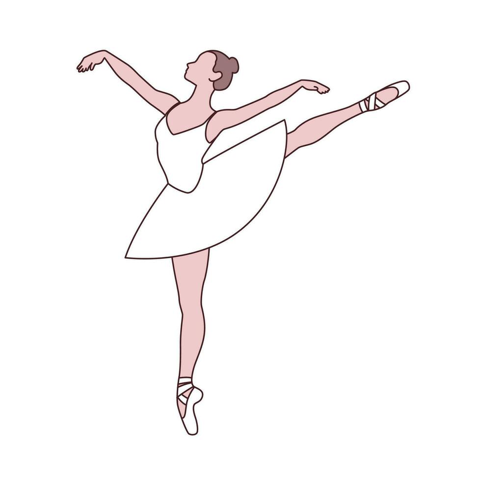 schön Ballett Tänzer ist posieren, jung anmutig Frau Ballett Tänzer, jung Ballerina Stehen im Ballett posiert Vektor Illustration