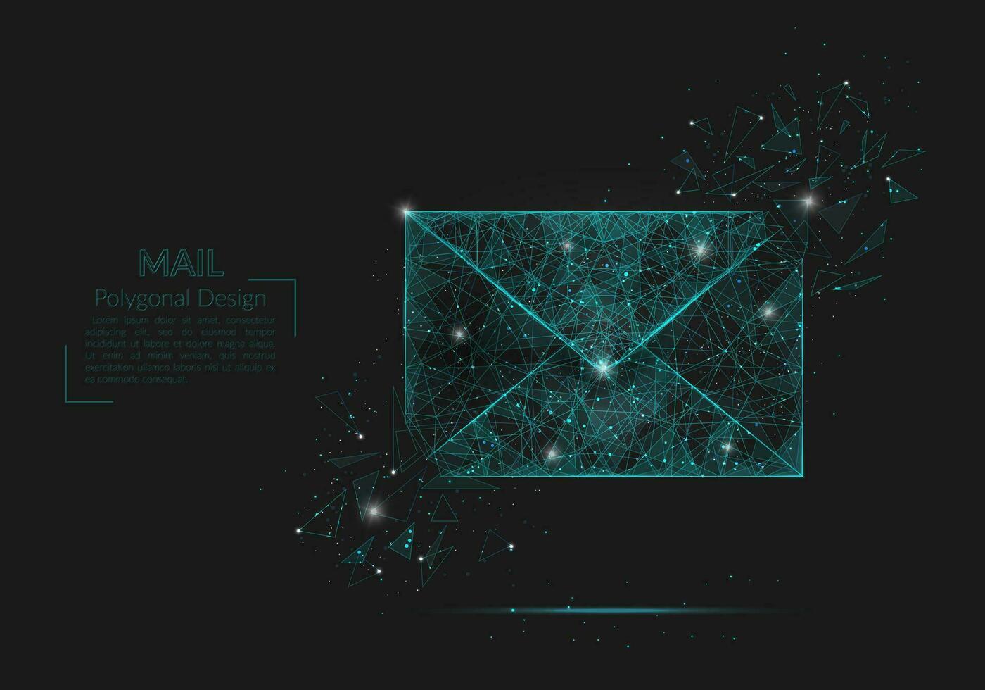 abstrakt isoliert Bild von ein Brief, Mail oder Botschaft. polygonal Illustration sieht aus mögen Sterne im das hell Nacht Himmel im Spase oder fliegend Glas Scherben. Digital Design zum Webseite, Netz, Internet vektor