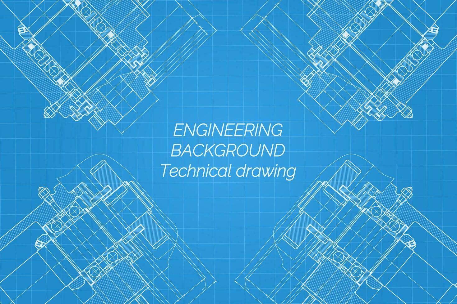 mechanisch Ingenieurwesen Zeichnungen auf Blau Hintergrund. Mahlen Maschine Spindel. technisch Design. Abdeckung. Entwurf. Vektor Illustration