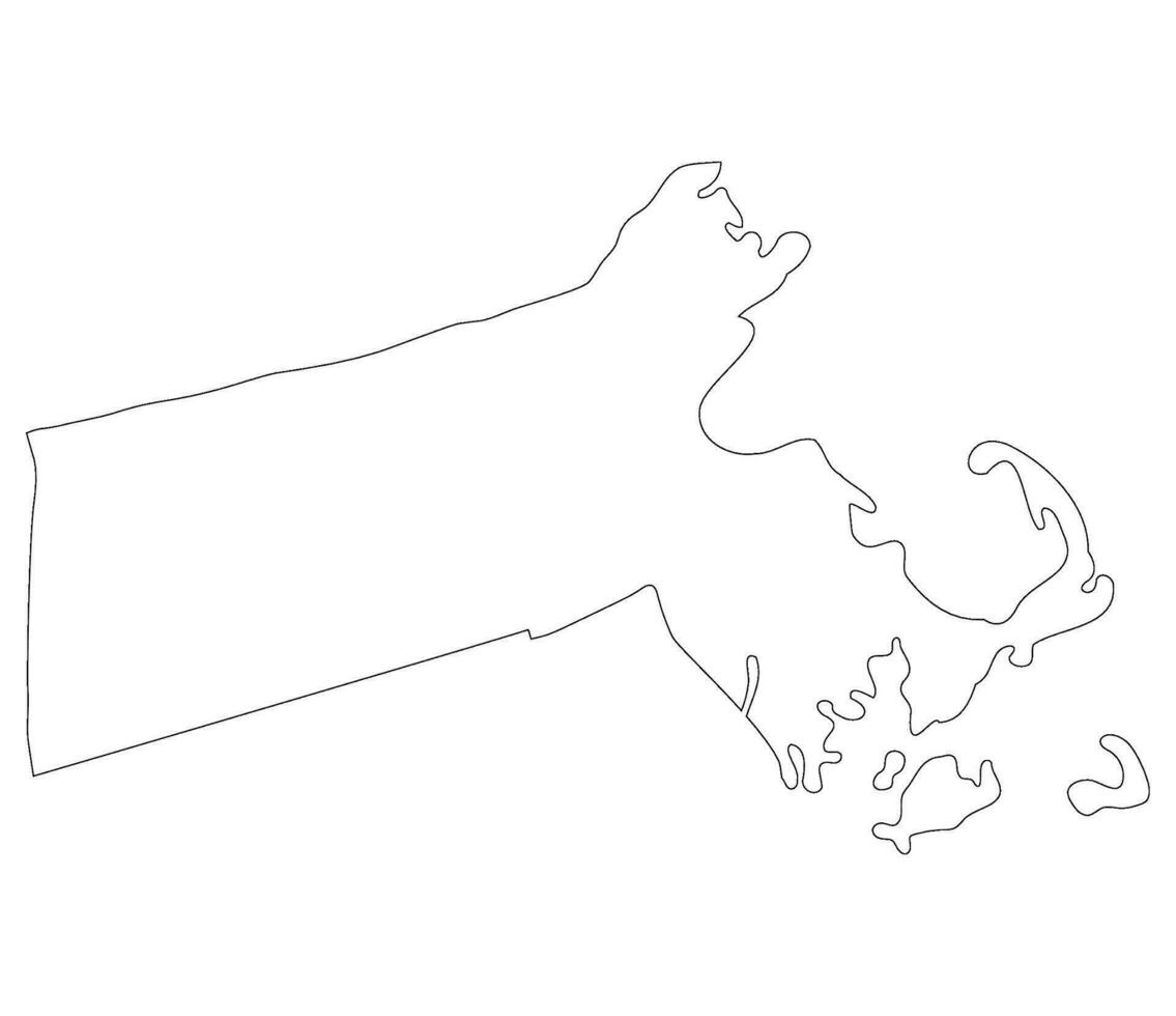 massachusetts stat Karta. Karta av de oss stat av massachusetts. vektor
