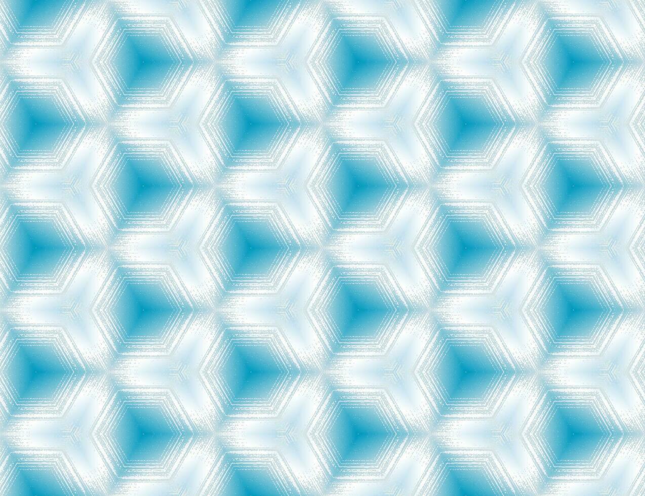nahtlos abstrakt Blau und Weiß texturiert geometrisch Muster mit Kaleidoskop Wirkung. symmetrisch Hexagon Ornament zum Digital Papier, Textil- Drucken, Hintergrund Hintergrund Design vektor