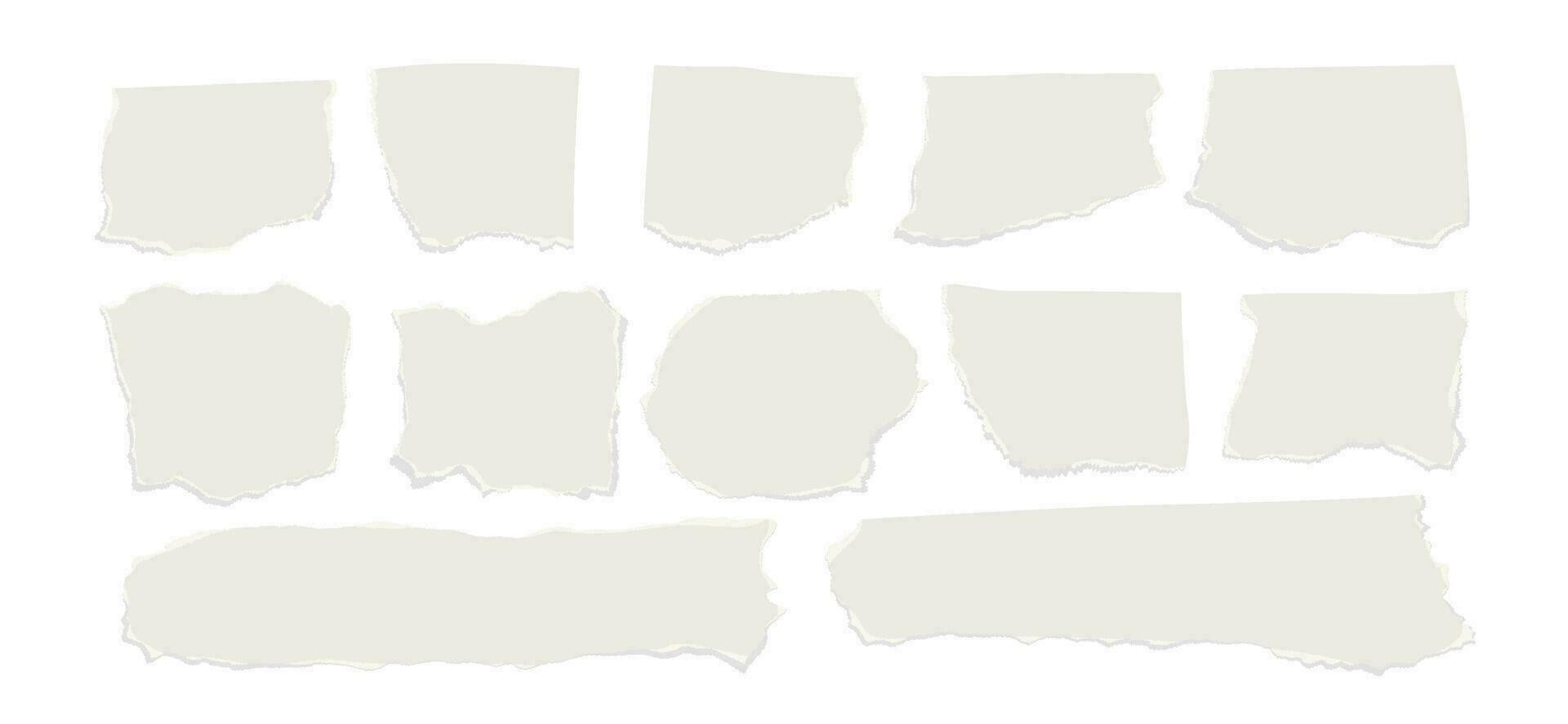 uppsättning av trasig rev papper ark isolerat på en transparent bakgrund. vektor illustration.