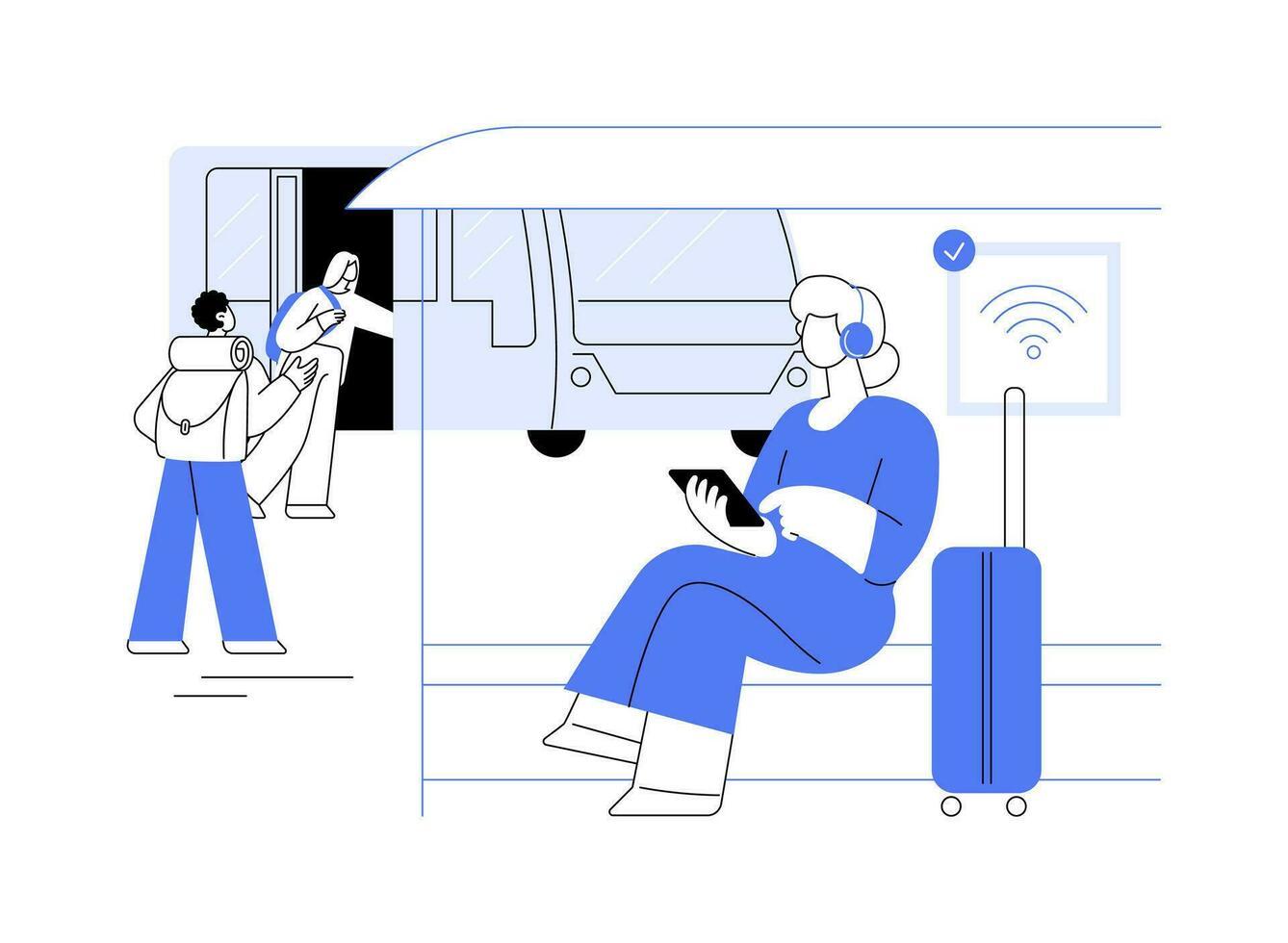 W-lan Hotspot beim Bus halt abstrakt Konzept Vektor Illustration.