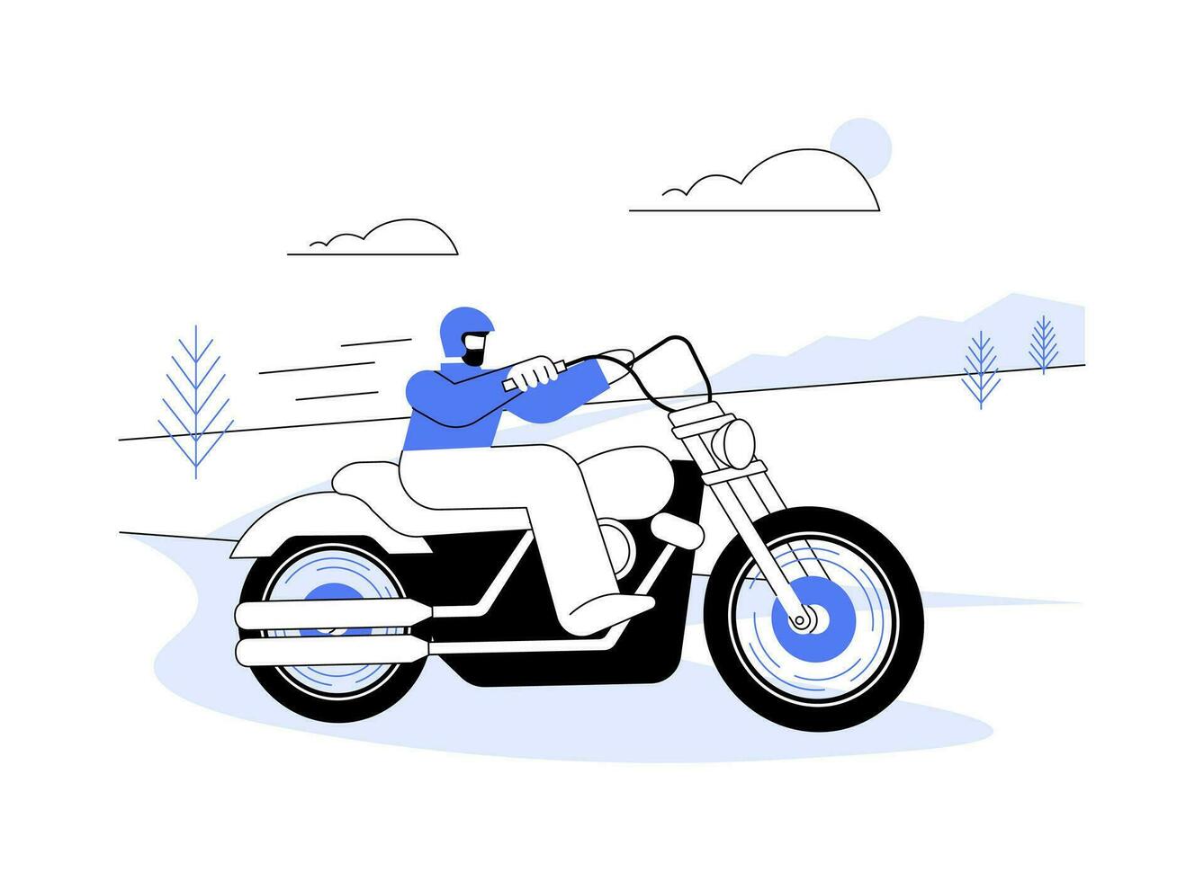 körning motorväg på motorcykel abstrakt begrepp vektor illustration.