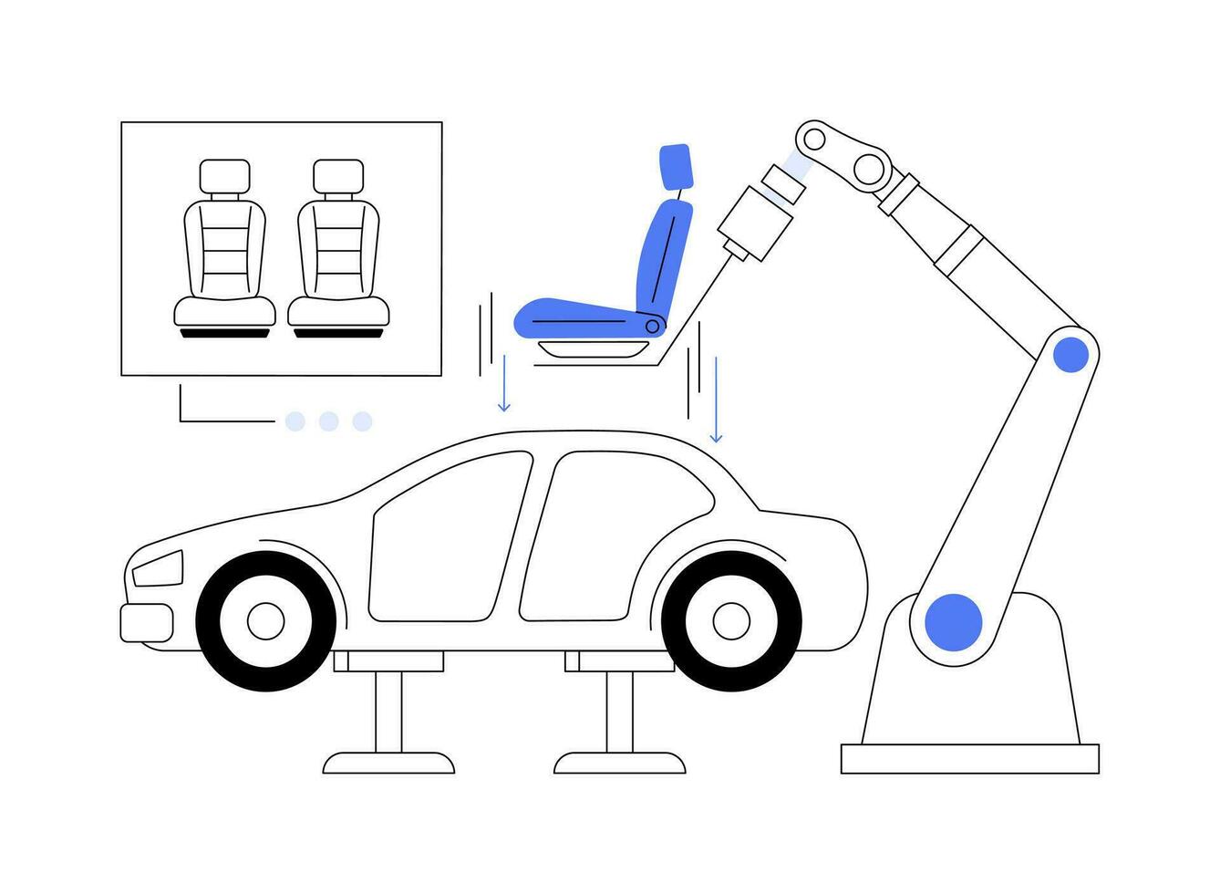 Auto Innere Montage abstrakt Konzept Vektor Illustration.