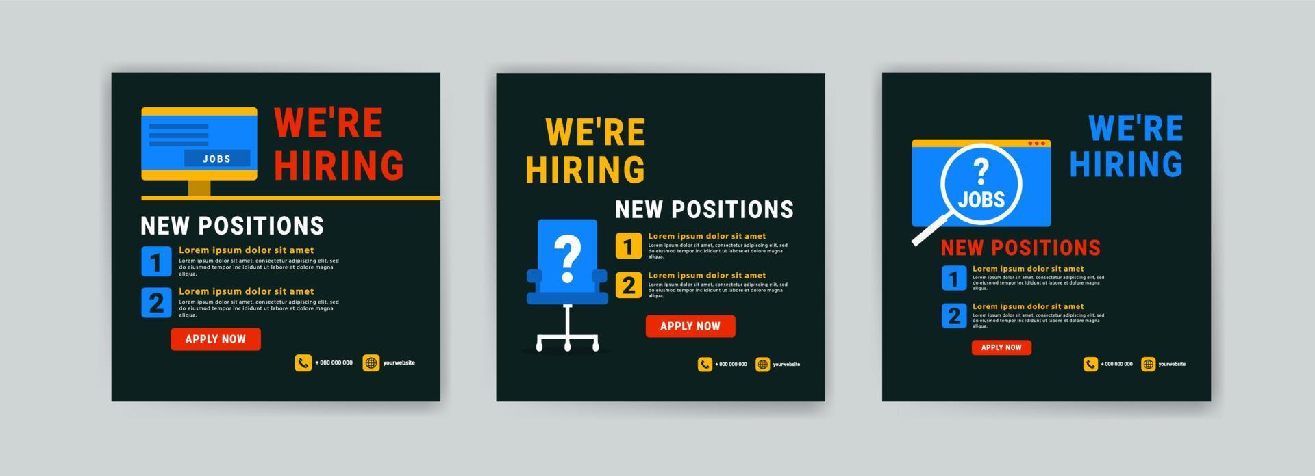 Wir stellen ein. Vorlage für ein Stellenangebot. Stellenangebot Flyer Plakat Vorlage Design. vektor