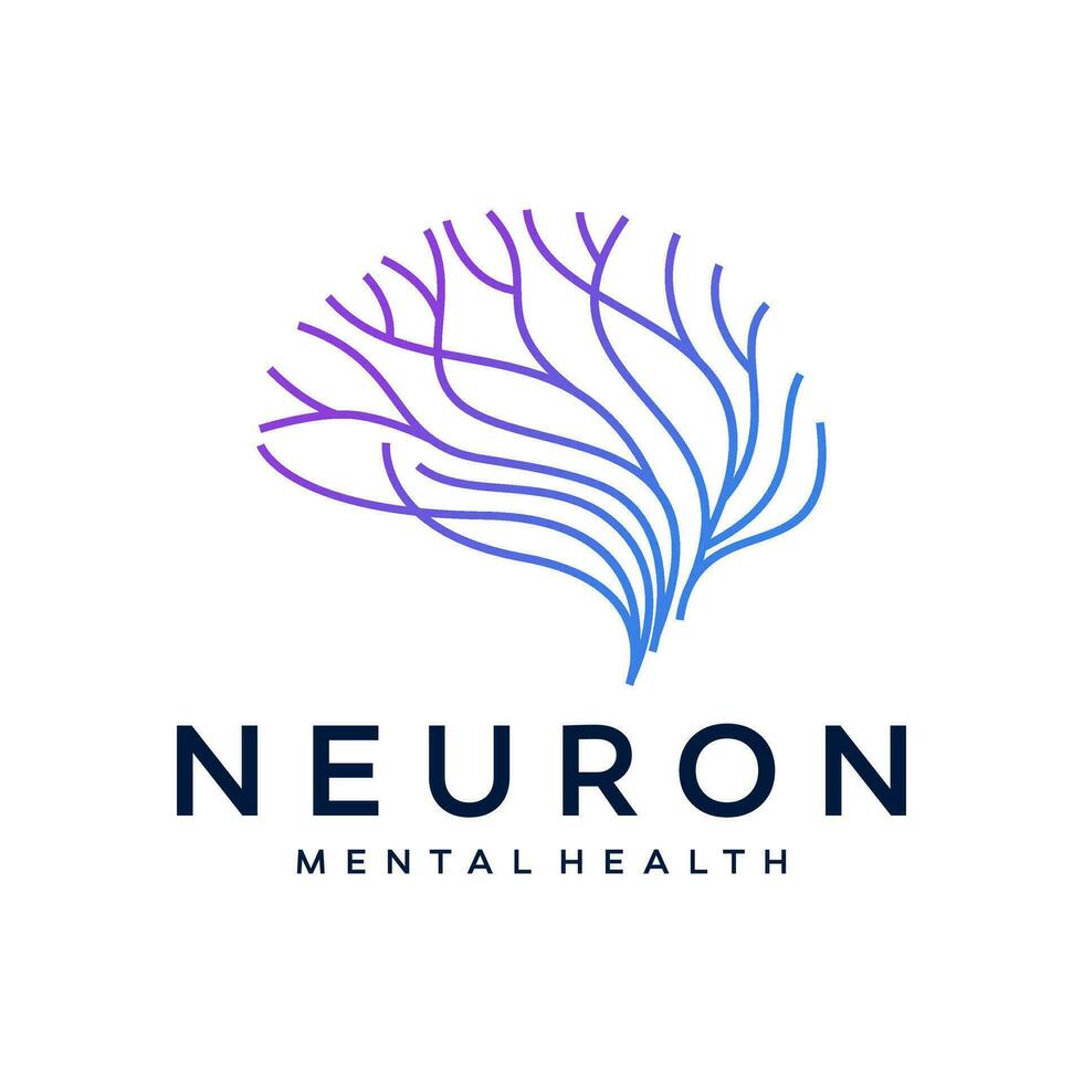 Neuron Verbindung Logo Design, Mensch Gehirn Symbol Innovation Intelligenz Vektor Illustration.