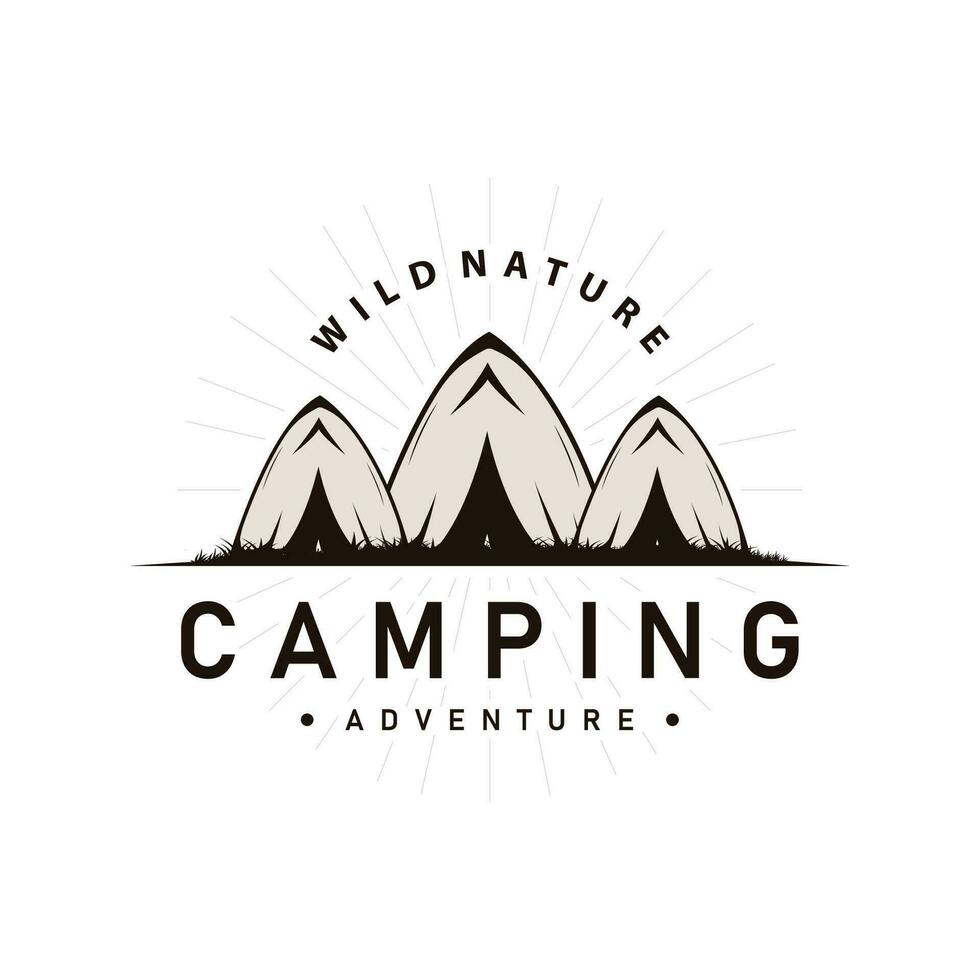 Camping Logo wild Wald Design draussen Abenteuer Illustration von Bäume und einfach Zelt vektor