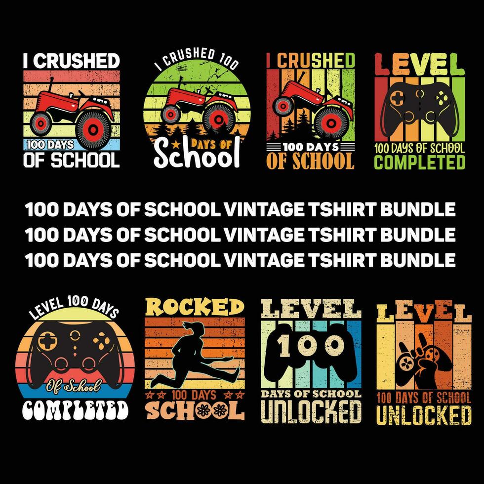 100 Tage von Schule Zitat Jahrgang T-Shirt Design Illustrator vektor