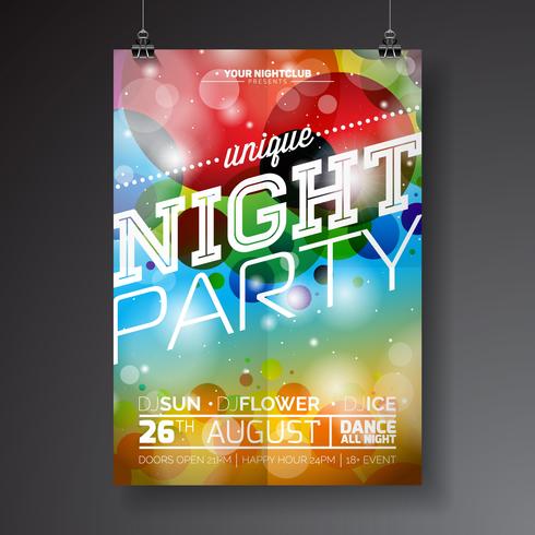 Vektor-Nachtparty-Flyer-Design mit typografischem Design vektor