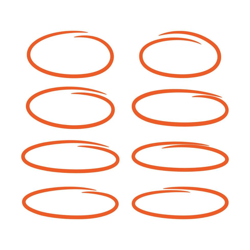 hand dragen ovaler och cirklar markör uppsättning vektor illustration.