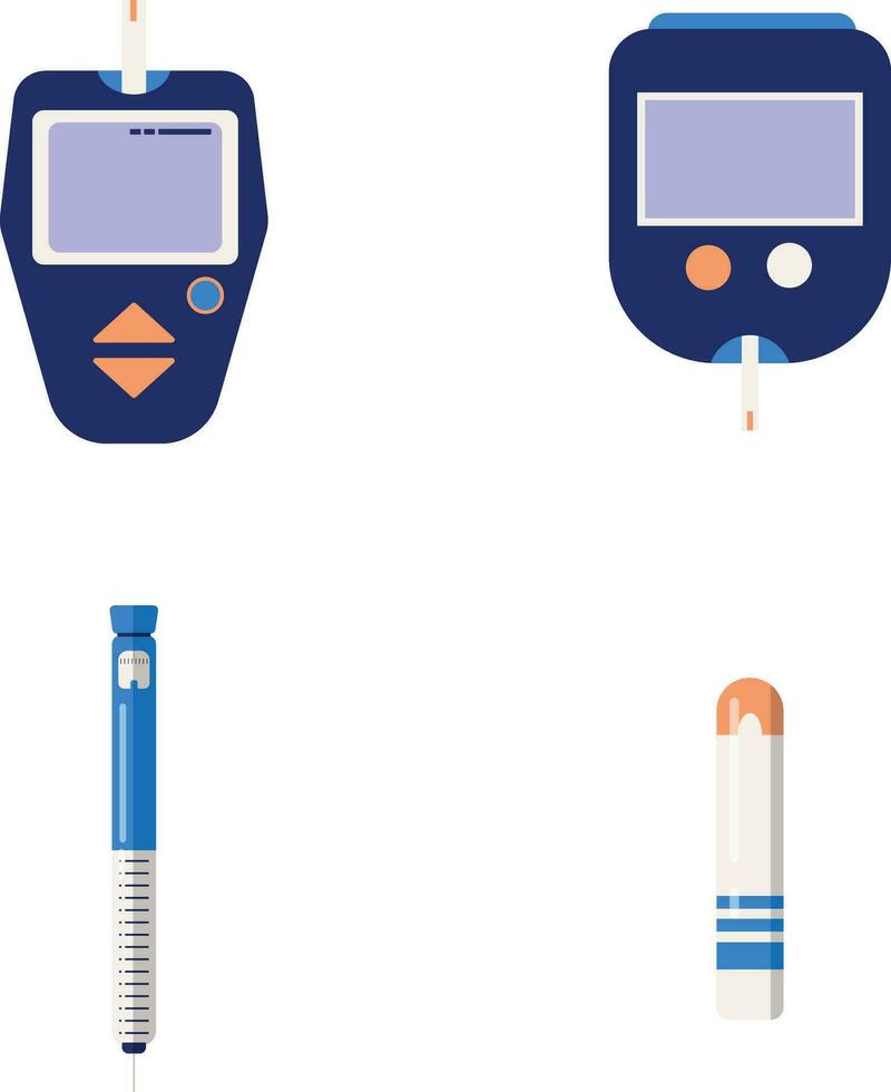 Welt Diabetes Tag Symbol mit Medizin und medizinisch Gerät. isoliert Vektor Illustration Satz.