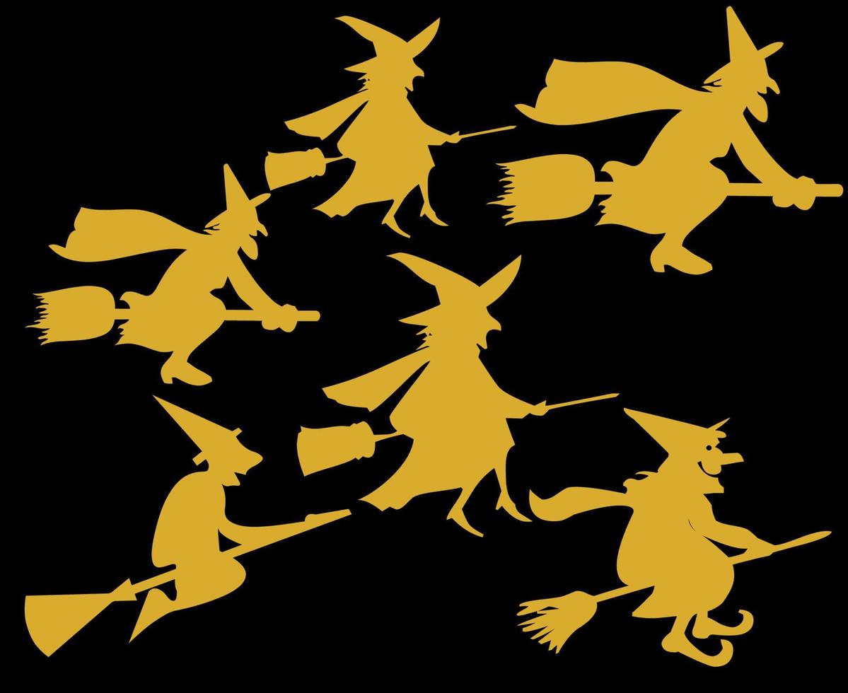 Hexe halloween gelbe Objekte Zeichen Symbole Vektor-Illustration abstrakt mit schwarzem Hintergrund vektor