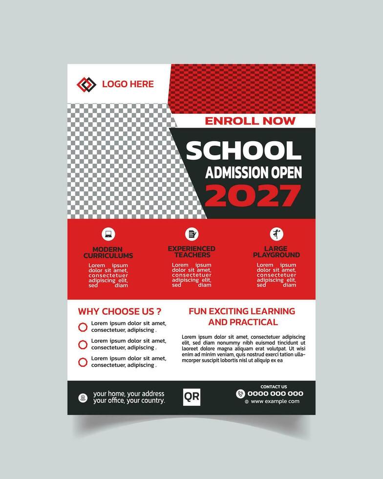 barn och skola antagning öppen flygblad mall och förskola antagning annons folder a4 vektor
