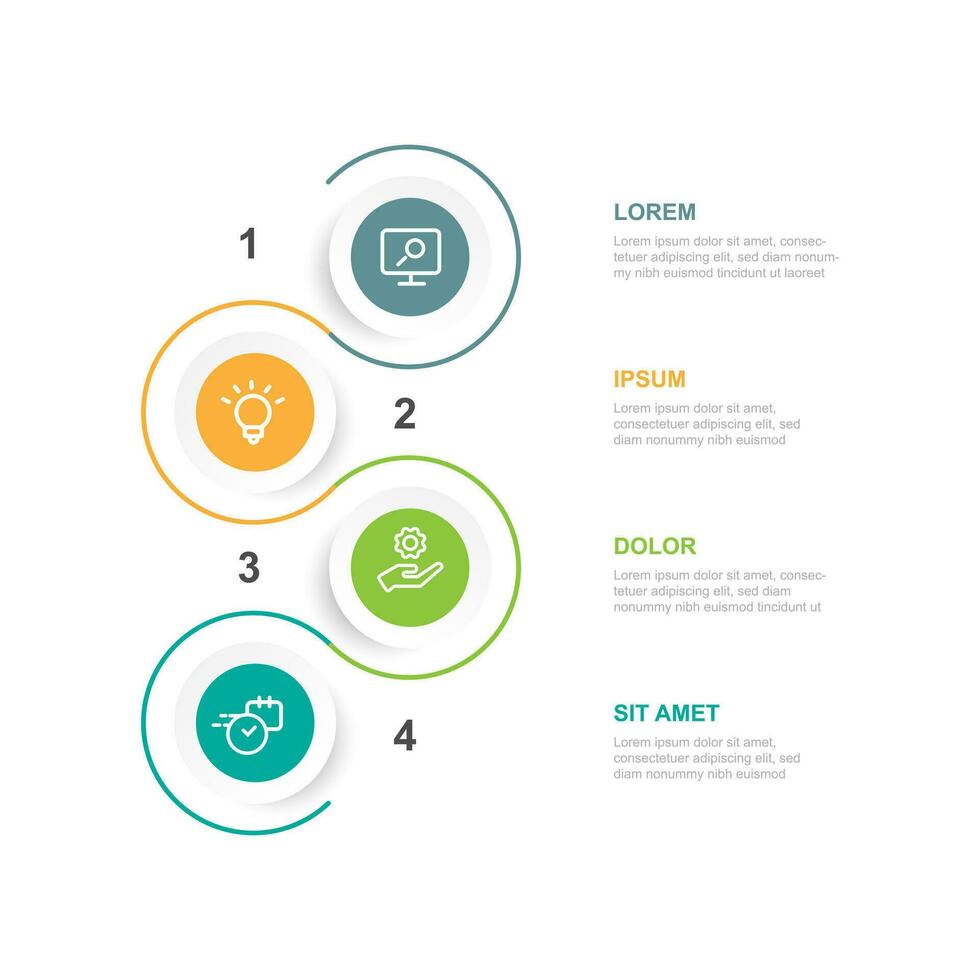 Infografik Vektor Element mit Symbole und 4 Schritt Prozess geeignet zum Information Grafik und Geschäft Präsentation