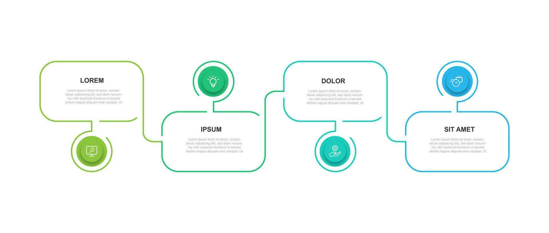 Infografik Vektor Element mit Symbole und 4 Schritt Prozess geeignet zum Information Grafik und Geschäft Präsentation