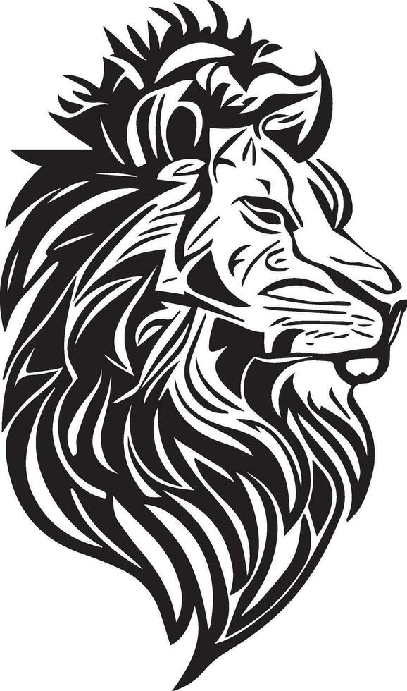 lejon enkel maskot logotyp design illustration, svart och vit vektor