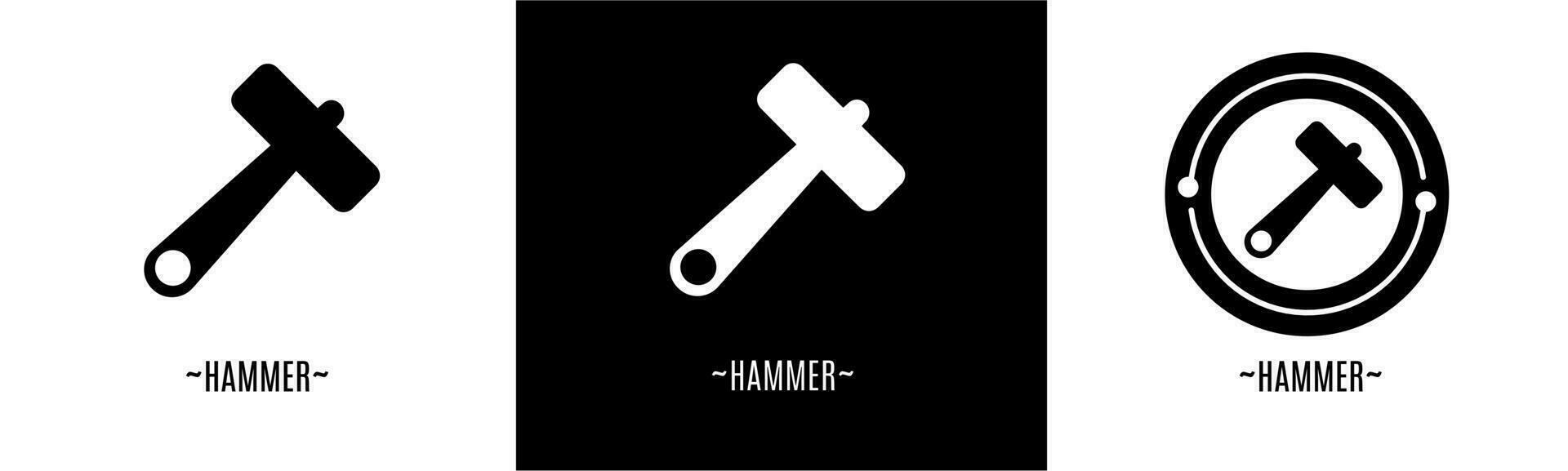 Hammer Logo Satz. Sammlung von schwarz und Weiß Logos. Lager Vektor. vektor