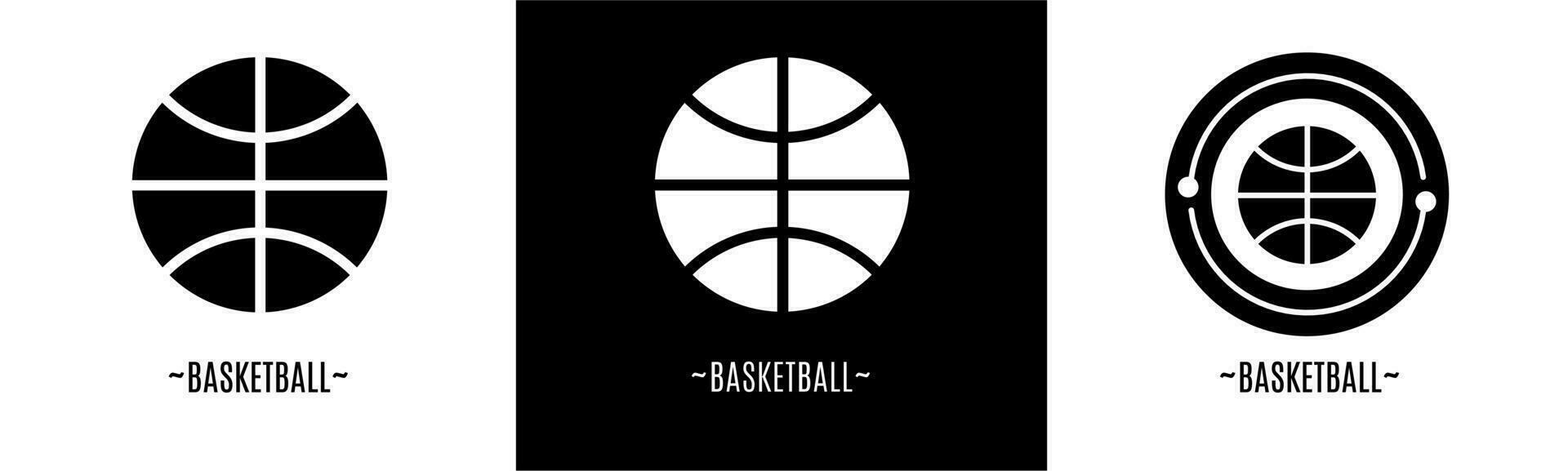 basketboll logotyp uppsättning. samling av svart och vit logotyper. stock vektor. vektor