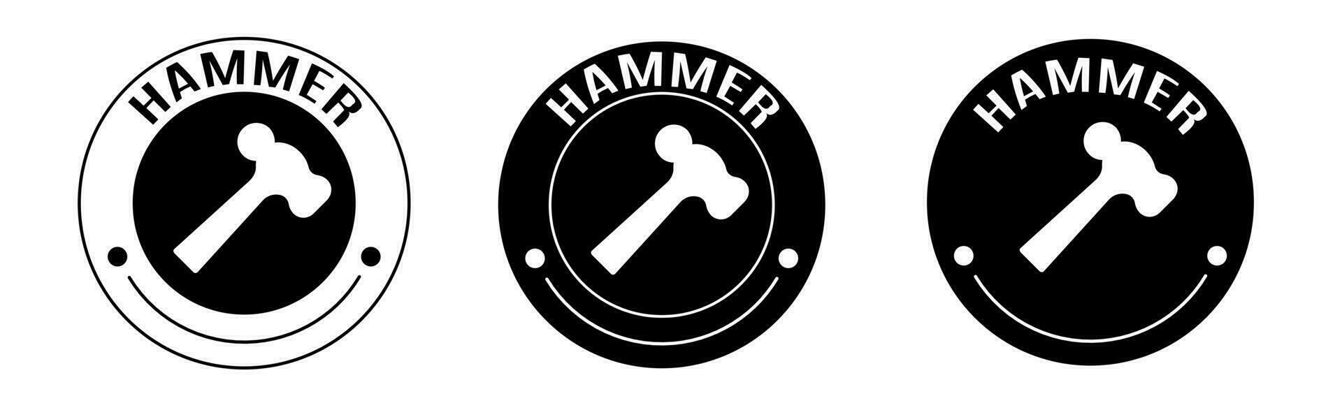 schwarz und Weiß Illustration von Hammer Symbol im Wohnung. Lager Vektor. vektor