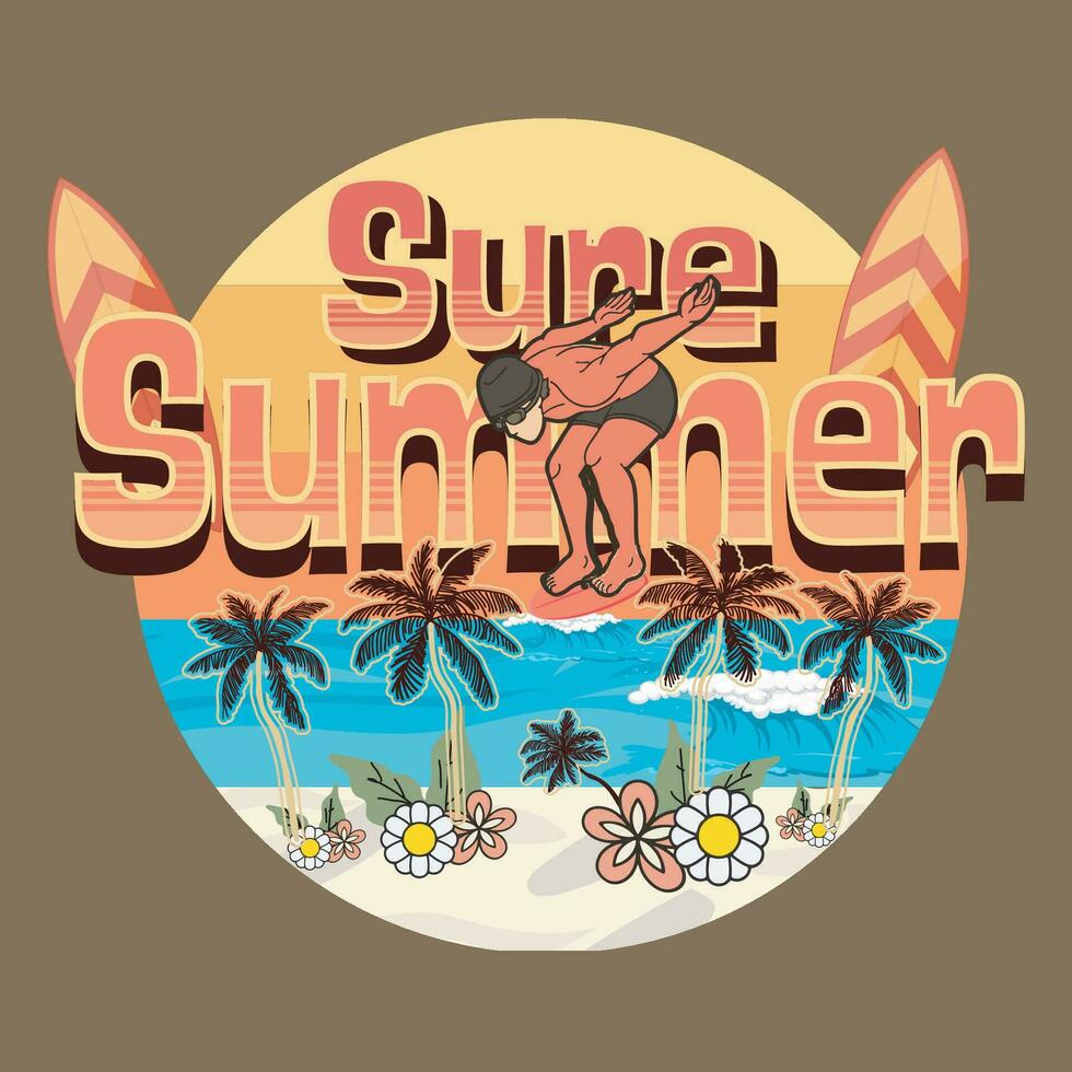 Sommer- t Hemd Design, Strand T-Shirt Design, Sommer- Strand Stimmung Grafik drucken Design zum t Hemd drucken vektor