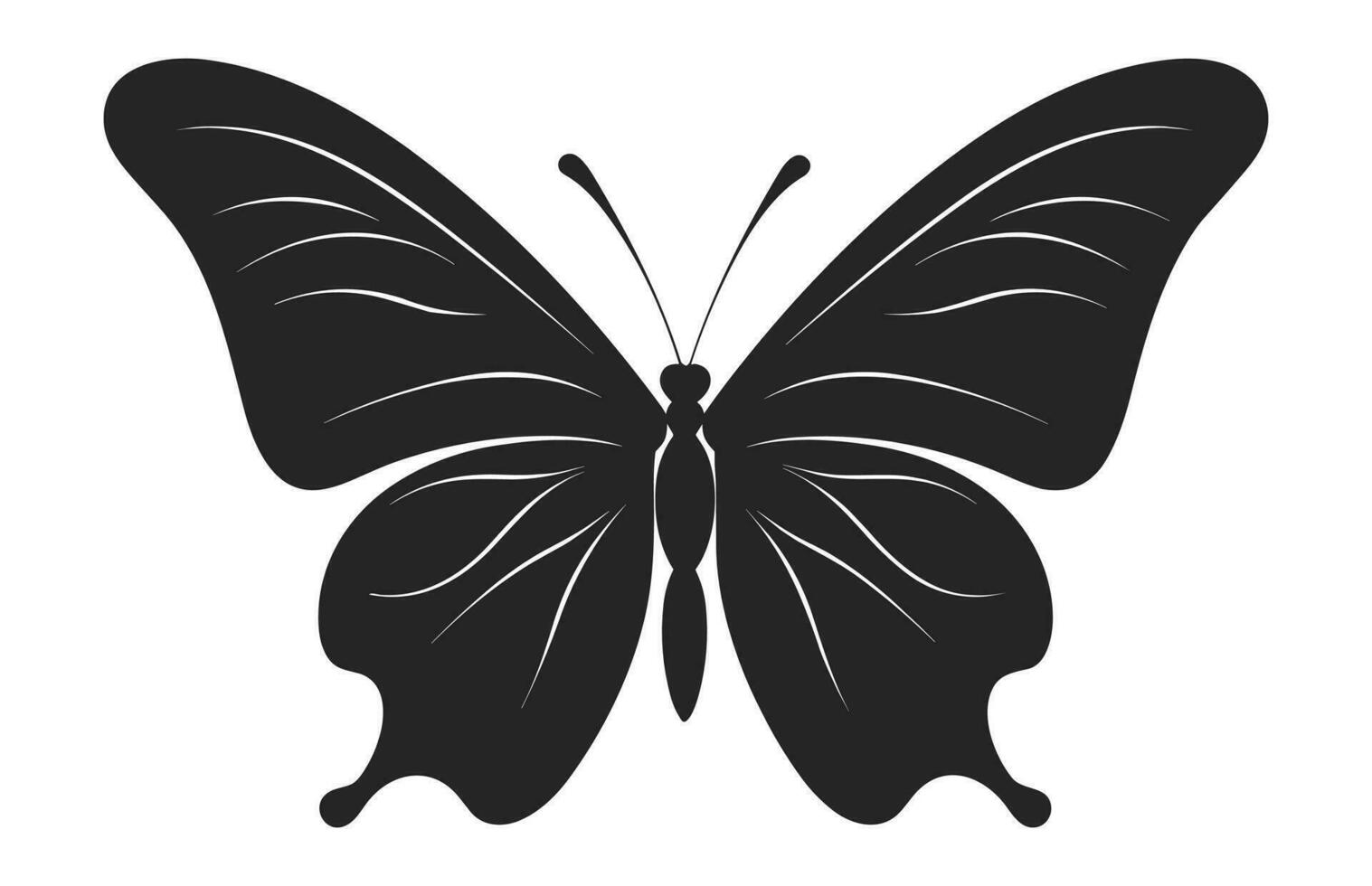 ein schön Schmetterling Silhouette isoliert auf ein Weiß Hintergrund, ein Monarch Schmetterling Vektor