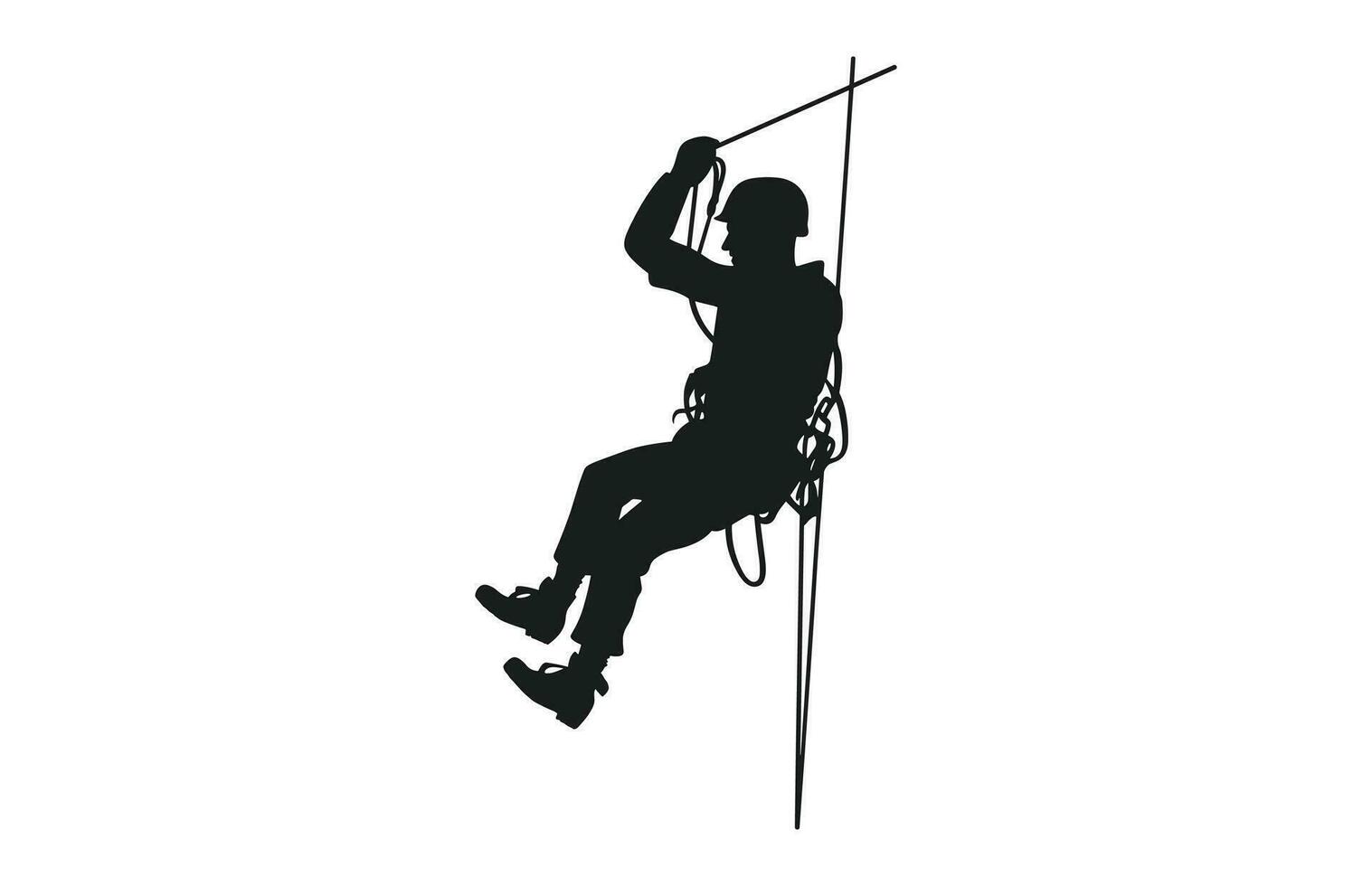 rappelling silhuett vektor isolerat på en vit bakgrund, en manlig rappeller ClipArt