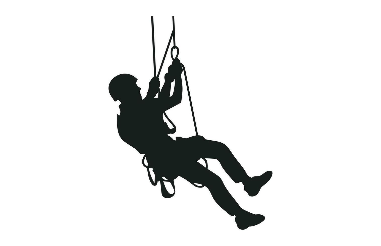 rappelling silhuett vektor isolerat på en vit bakgrund, en manlig rappeller ClipArt