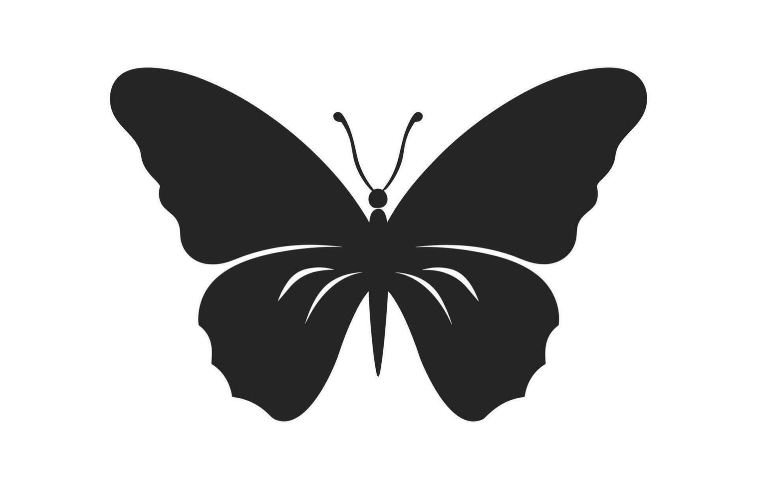 ein schön Schmetterling Silhouette isoliert auf ein Weiß Hintergrund, ein Monarch Schmetterling Vektor