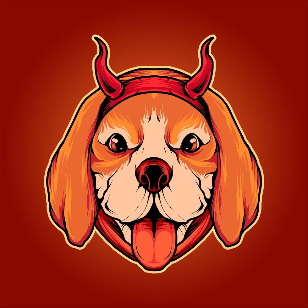 beagle hund djävulen illustration premium vektor