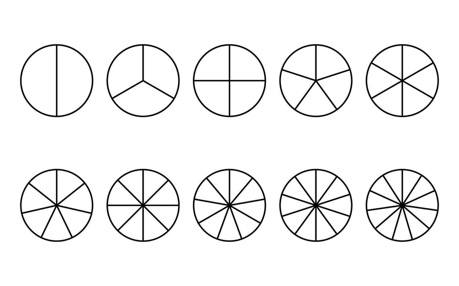 2-10 Sektion leer Spinnen Rad Vorlage Vektor. vektor