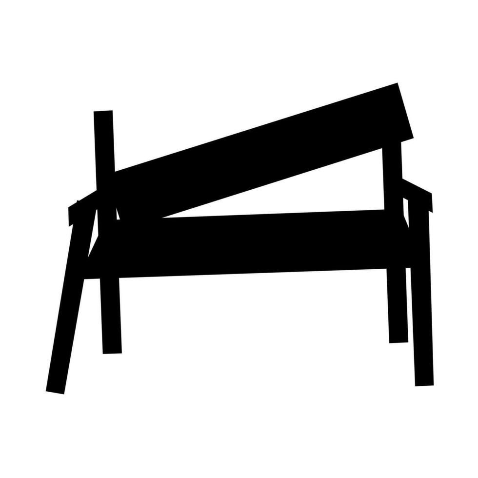 vektor silhuett av en bruten vardagsrum stol på en vit bakgrund. trädgård stolar den där är Nej längre lämplig för använda sig av och är mycket farlig.