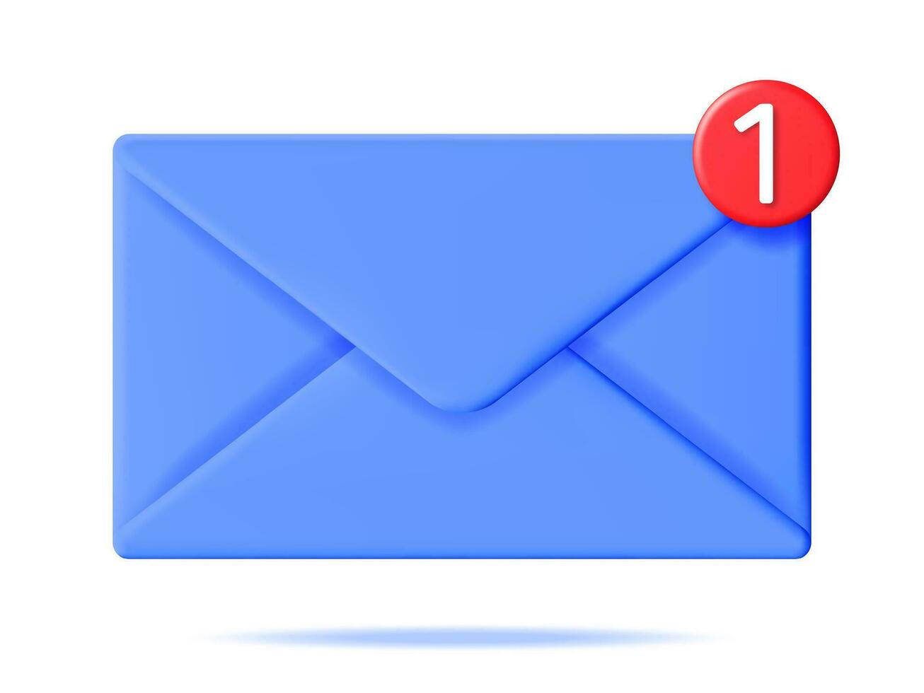 3d post kuvert med underrättelse ny meddelande isolerat. blå papper brev ikon med underrättelse röd bubbla. ny eller oläst e-post. meddelande, Kontakt, brev och dokumentera. vektor illustration