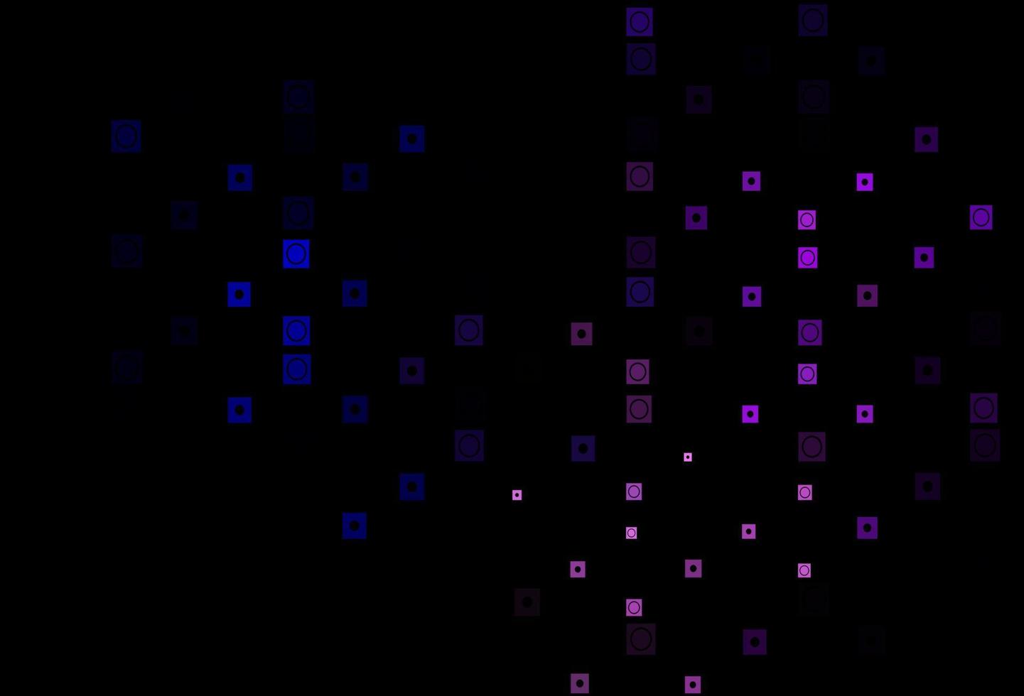 dunkelrosa, blaues Vektormuster im quadratischen, kreisförmigen Stil. vektor