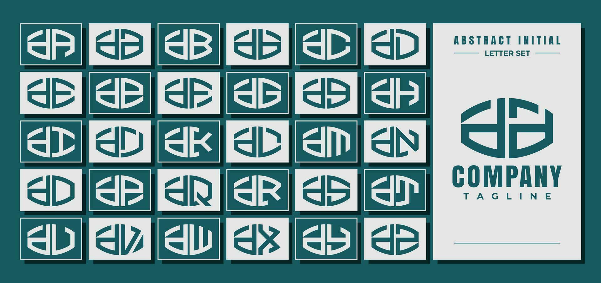 abstrakt kurva form små bokstäver brev d dd logotyp design bunt vektor