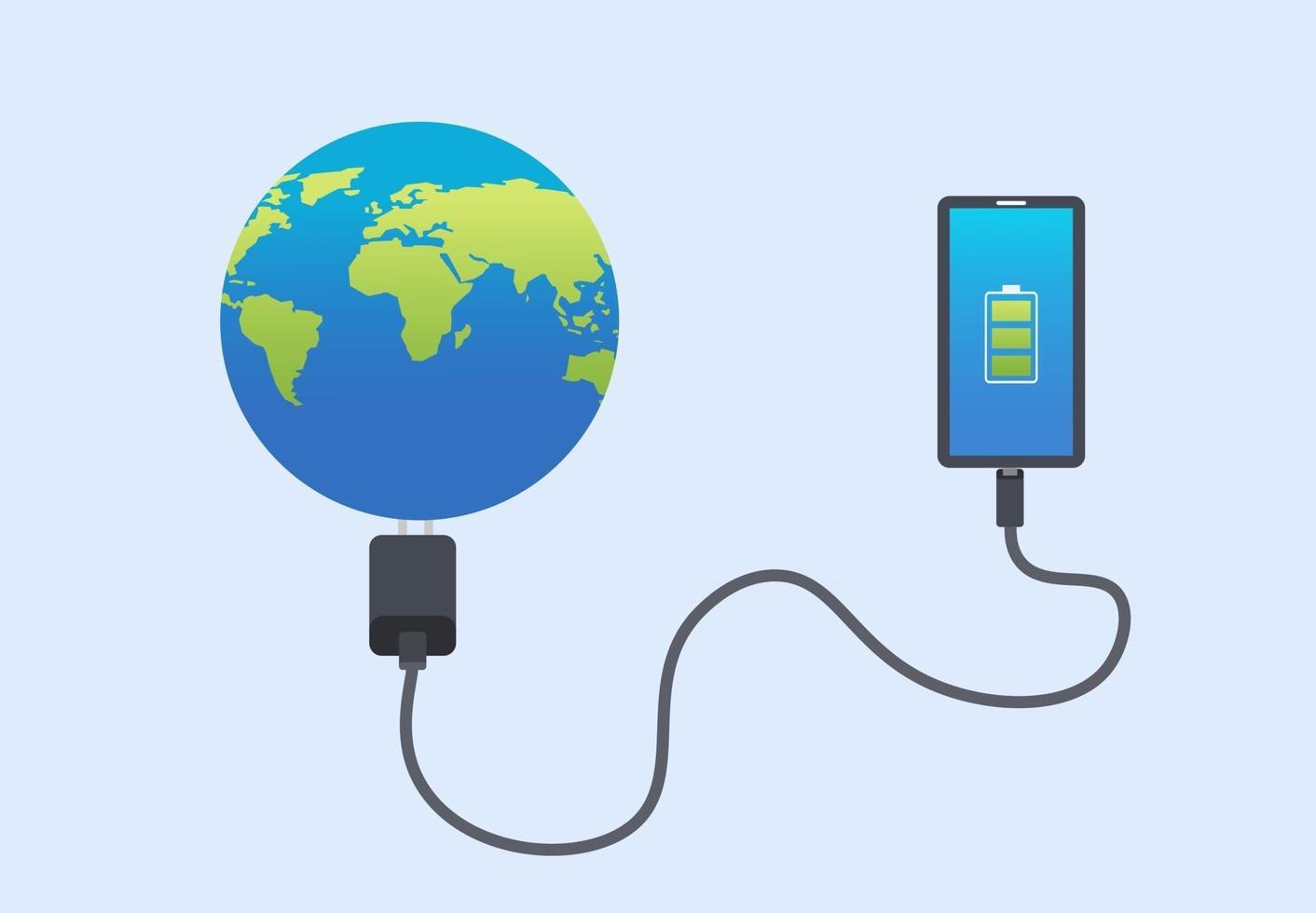 Smartphone verbinden Charge world.technology verbinden globales Konzept.vector illustration vektor