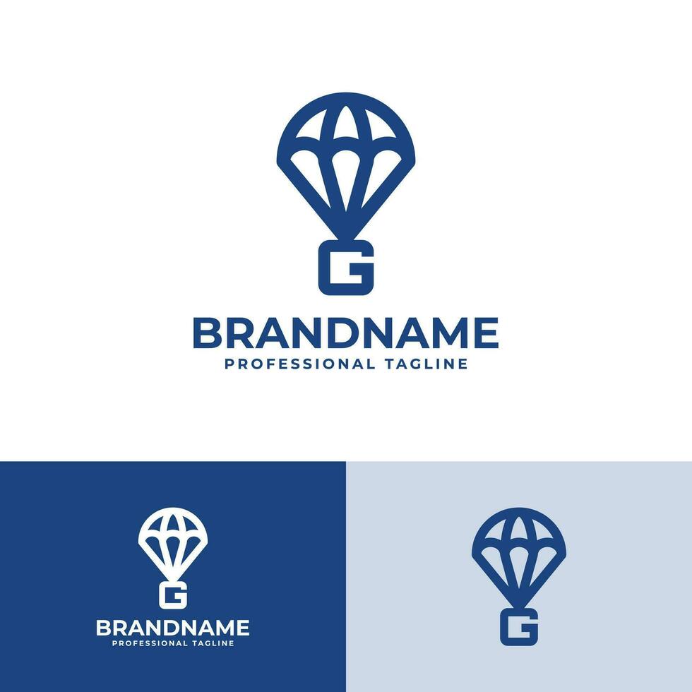 brev g fallskärmsnedsläpp logotyp, bra för företag relaterad till fallskärmsnedsläpp eller fallskärmar med g första vektor
