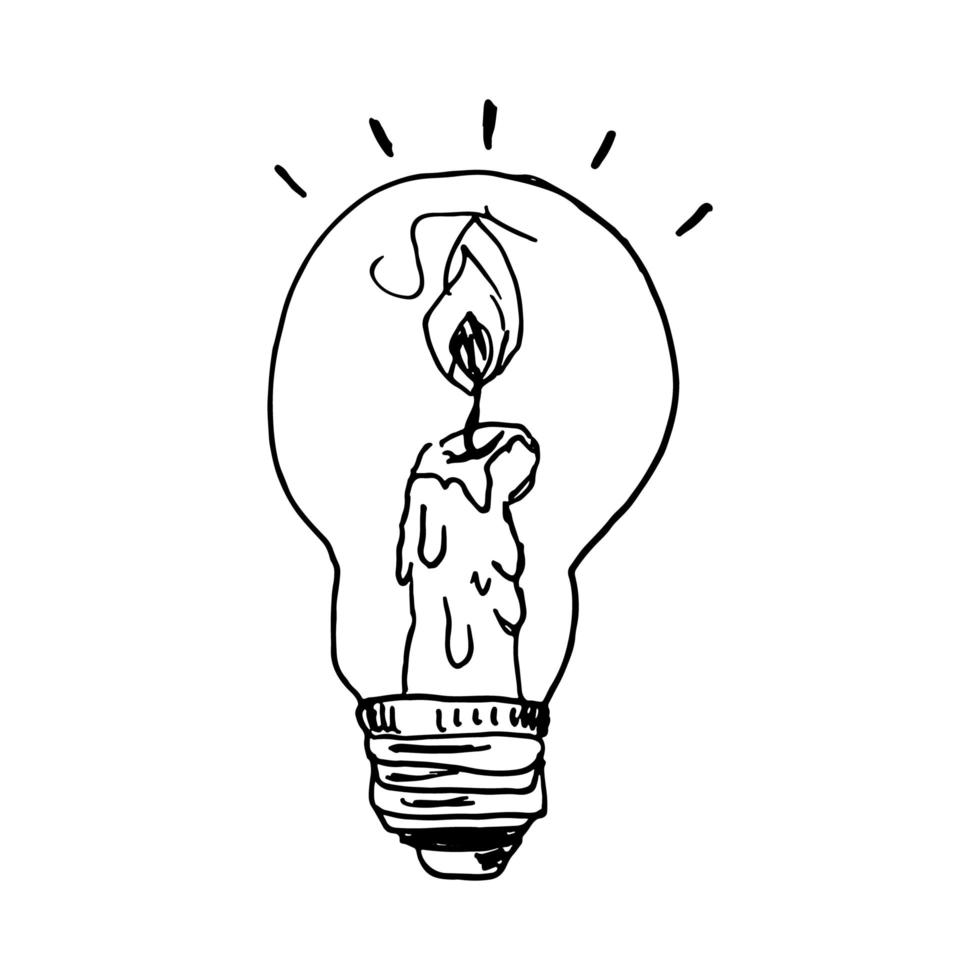 vektor handritad illustration av glödlampa idé koncept