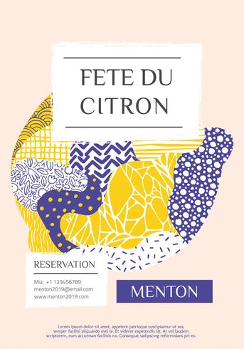 Menton France Citron Festival Vector Design