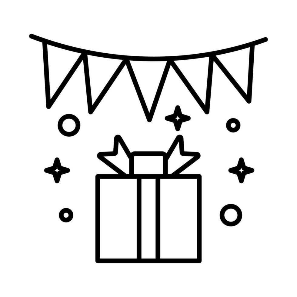 närvarande gåva låda ikon. isolerat vektor element. jul och ny år gåva ikon illustration vektor symbol. överraskning funktioner en linjär design. stock vektor.
