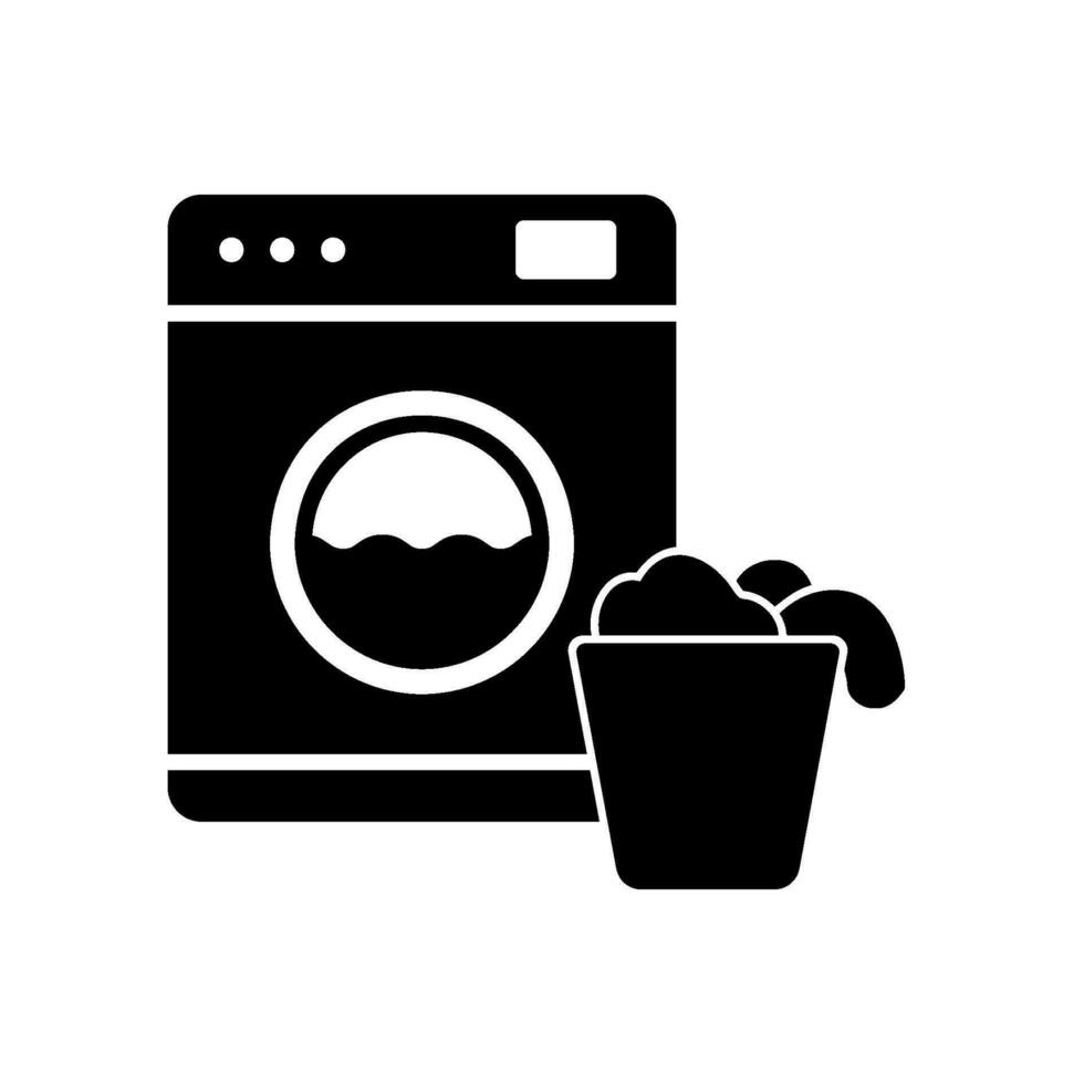 Wäsche Symbol mit Waschen Maschine und Kleider Korb vektor