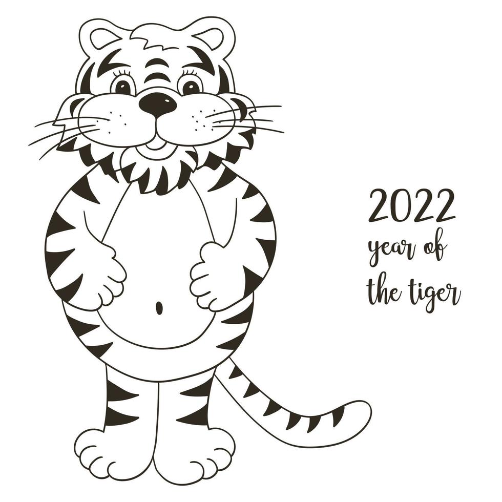 Tiger im Handzeichnungsstil. Symbol von 2022. neues Jahr 2022 vektor