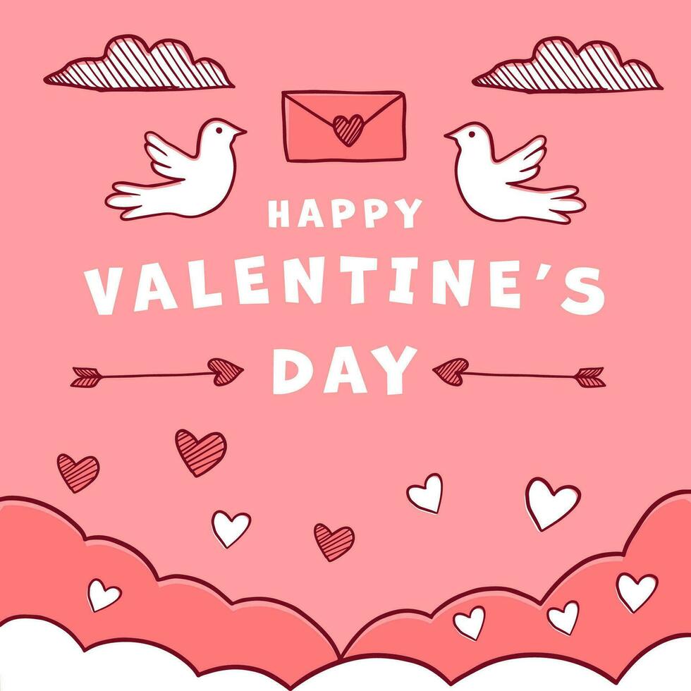 Hand gezeichnet Vektor Design glücklich Valentinstag Tag Illustration