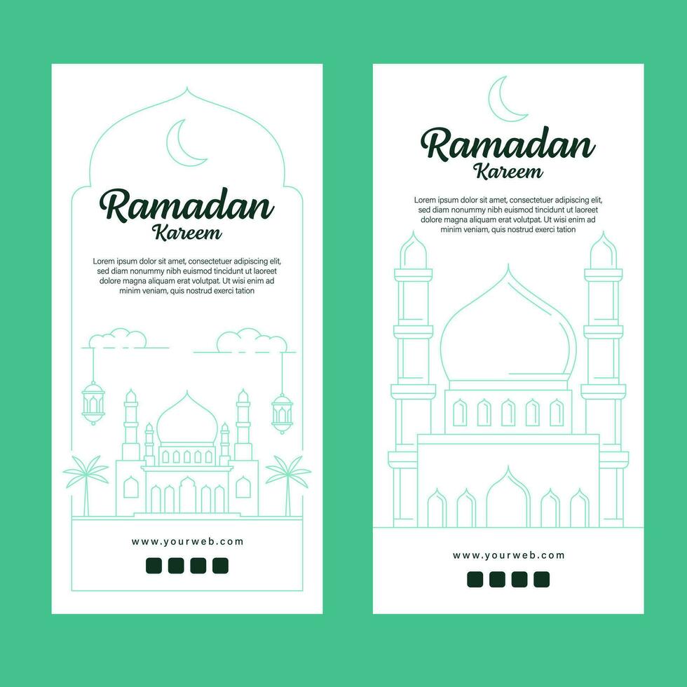 Ramadan Banner Vorlage Vektor Design mit Linie Kunst oder Monoline Stil