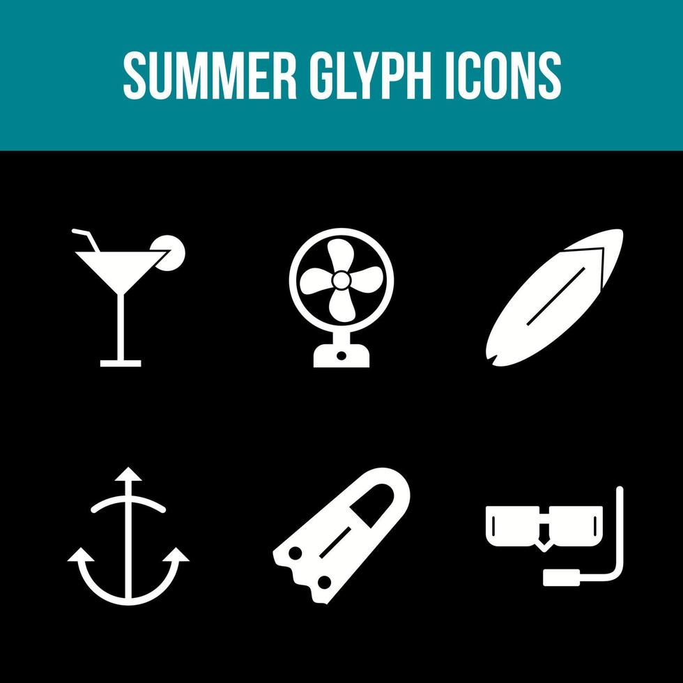 einzigartiger Sommer-Glyphen-Vektor-Icon-Set vektor