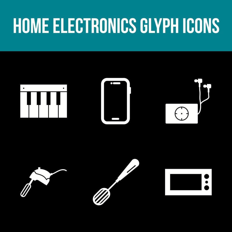 einzigartiges Glyphen-Icon-Set für Heimelektronik vektor